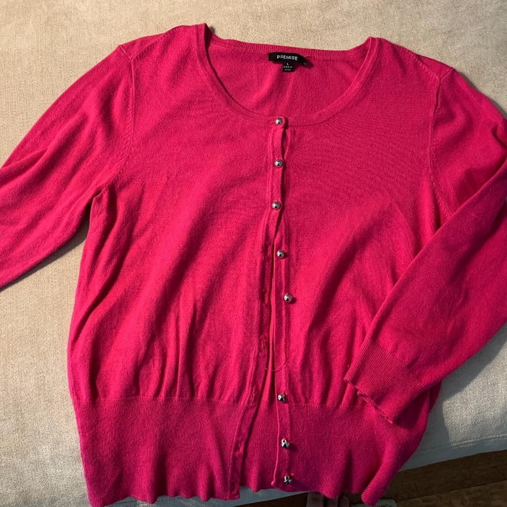 Pink 3/4 Length Sleeve Cardigan